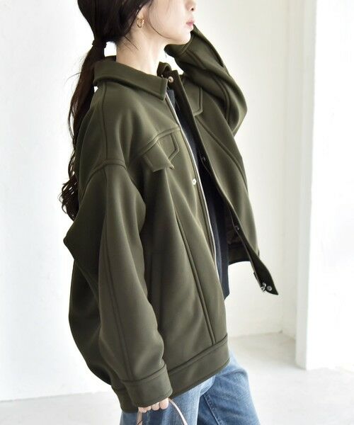 SHIPS / シップス ブルゾン | quaranciel:〈洗濯機可能〉ダンボール 裏起毛 コクーン オーバー シャツ ジャケット | 詳細25