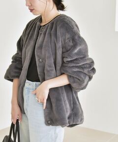 SHIPS / シップス その他アウター | quaranciel: フェイクファー ノーカラー ショート ジャケット