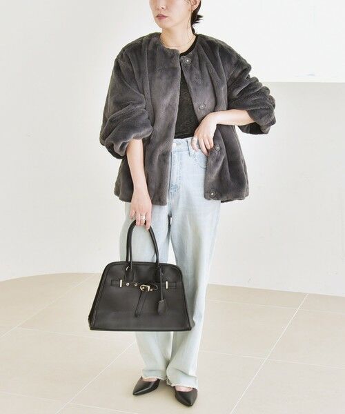 SHIPS / シップス その他アウター | quaranciel: フェイクファー ノーカラー ショート ジャケット | 詳細1