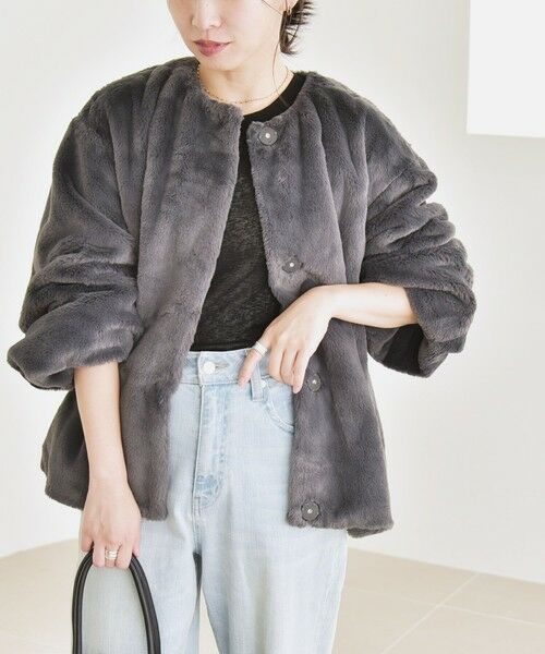 SHIPS / シップス その他アウター | quaranciel: フェイクファー ノーカラー ショート ジャケット | 詳細3