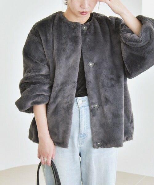 SHIPS / シップス その他アウター | quaranciel: フェイクファー ノーカラー ショート ジャケット | 詳細7