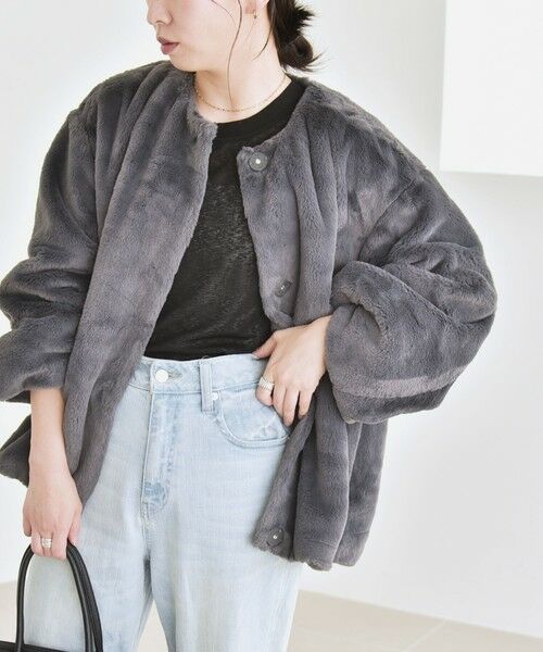 SHIPS / シップス その他アウター | quaranciel: フェイクファー ノーカラー ショート ジャケット | 詳細8