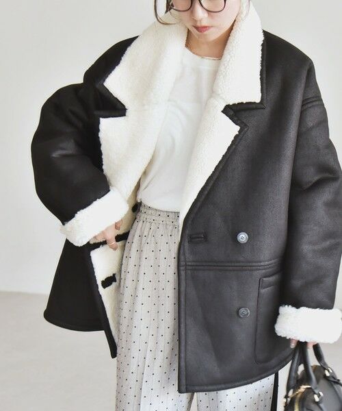 SHIPS / シップス その他アウター | quaranciel: ボア ボンディング ダブル ブレスト コート | 詳細4