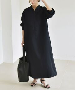 SHIPS / シップス ロング・マキシ丈ワンピース | 《追加予約》quaranciel:〈洗濯機可能〉ダブルクロス スタンドカラー ポケット シャツ ワンピース