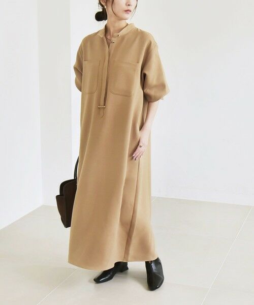 SHIPS / シップス ロング・マキシ丈ワンピース | 《追加予約》quaranciel:〈洗濯機可能〉ダブルクロス スタンドカラー ポケット シャツ ワンピース | 詳細13