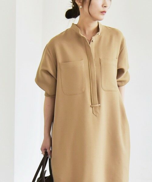 SHIPS / シップス ロング・マキシ丈ワンピース | 《追加予約》quaranciel:〈洗濯機可能〉ダブルクロス スタンドカラー ポケット シャツ ワンピース | 詳細14
