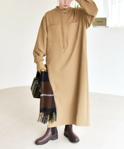 SHIPS / シップス ロング・マキシ丈ワンピース | 《追加予約》quaranciel:〈洗濯機可能〉ダブルクロス スタンドカラー ポケット シャツ ワンピース | 詳細2