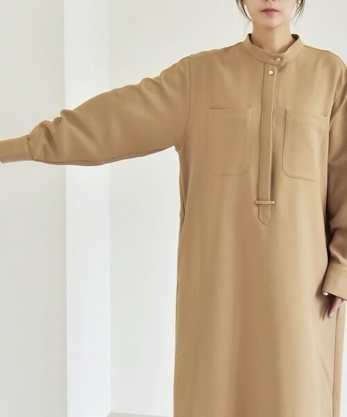 SHIPS / シップス ロング・マキシ丈ワンピース | quaranciel:〈洗濯機可能〉ダブルクロス スタンドカラー ポケット シャツ ワンピース | 詳細25