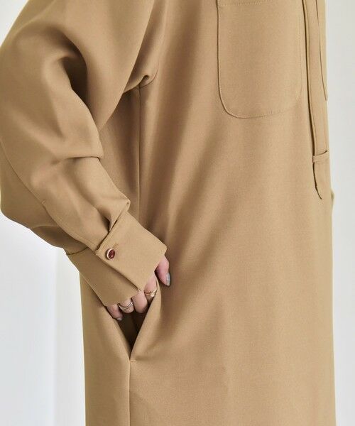 SHIPS / シップス ロング・マキシ丈ワンピース | 《追加予約》quaranciel:〈洗濯機可能〉ダブルクロス スタンドカラー ポケット シャツ ワンピース | 詳細30