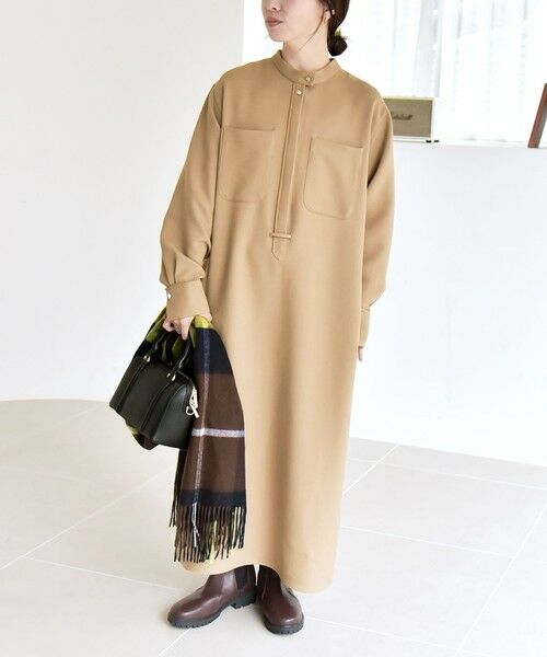 SHIPS / シップス ロング・マキシ丈ワンピース | 《追加予約》quaranciel:〈洗濯機可能〉ダブルクロス スタンドカラー ポケット シャツ ワンピース | 詳細7