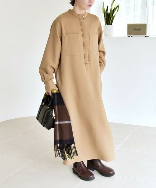 SHIPS / シップス ロング・マキシ丈ワンピース | 《追加予約》quaranciel:〈洗濯機可能〉ダブルクロス スタンドカラー ポケット シャツ ワンピース | 詳細8