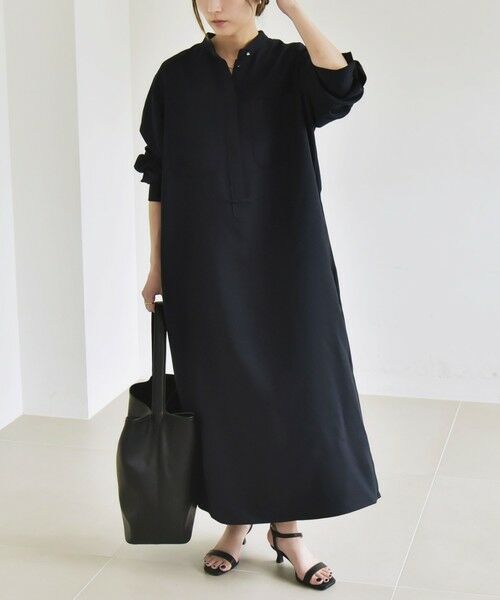 SHIPS / シップス ロング・マキシ丈ワンピース | quaranciel:〈洗濯機可能〉ダブルクロス スタンドカラー ポケット シャツ ワンピース | 詳細28