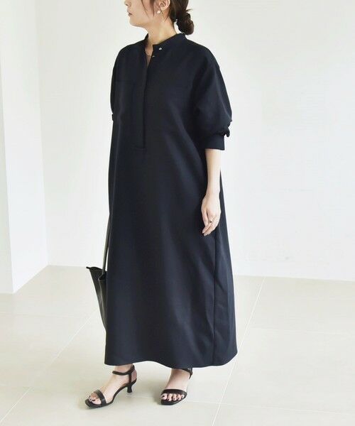 SHIPS / シップス ロング・マキシ丈ワンピース | quaranciel:〈洗濯機可能〉ダブルクロス スタンドカラー ポケット シャツ ワンピース | 詳細30