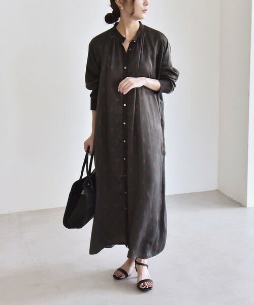 SHIPS / シップス ロング・マキシ丈ワンピース | quaranciel:〈手洗い可能〉モノグラム ドット ロング シャツ ワンピース | 詳細1