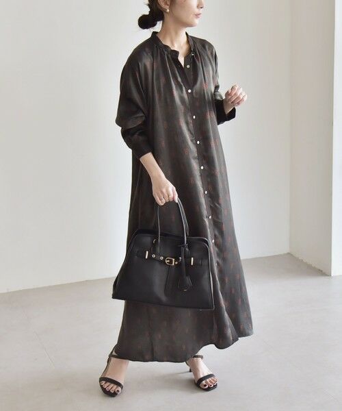 SHIPS / シップス ロング・マキシ丈ワンピース | quaranciel:〈手洗い可能〉モノグラム ドット ロング シャツ ワンピース | 詳細5