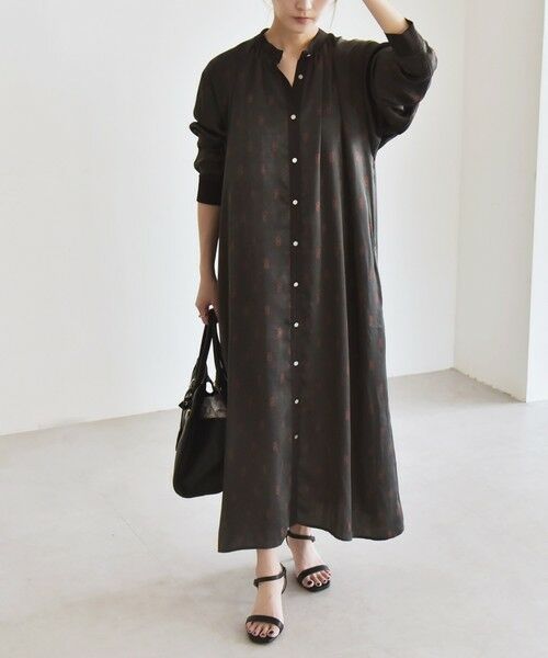 SHIPS for women/シップスウィメン quaranciel:〈手洗い可能〉モノグラム ドット ロング シャツ ワンピース チャコールグレー ONE SIZE SHIPS for women/シップスウィメン quaranciel:〈手洗い可能〉モノグラム ドット ロング シャツ ワンピース チャコールグレー ONE SIZE
