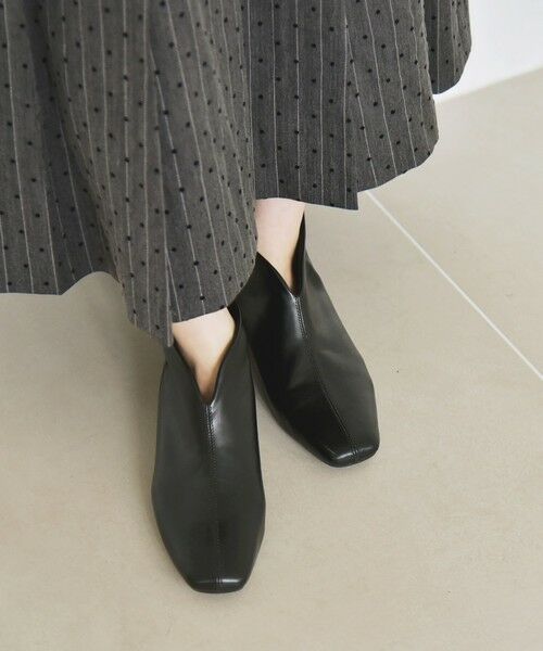 SHIPS for women/シップスウィメン quaranciel: Vカット スクエアトゥ ショート ブーツ ブラック 37 SHIPS for women/シップスウィメン quaranciel: Vカット スクエアトゥ ショート ブーツ ブラック 37