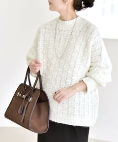 SHIPS / シップス ニット・セーター | quaranciel:〈手洗い可能〉透かし編み クルーネック ドルマン ルーズ ニット プルオーバー