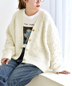 SHIPS / シップス カーディガン・ボレロ | 《一部追加予約》quaranciel: 透かし編み Vネック コンパクト ドルマンニットカーディガン