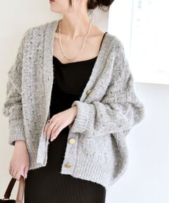 SHIPS / シップス カーディガン・ボレロ | 《一部追加予約》quaranciel: 透かし編み Vネック コンパクト ドルマンニットカーディガン