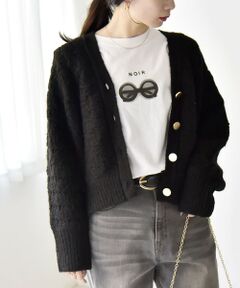 SHIPS / シップス カーディガン・ボレロ | 《一部追加予約》quaranciel: 透かし編み Vネック コンパクト ドルマンニットカーディガン