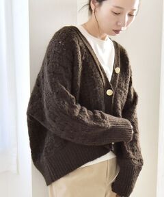 SHIPS / シップス カーディガン・ボレロ | 《一部追加予約》quaranciel: 透かし編み Vネック コンパクト ドルマンニットカーディガン