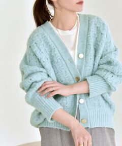 SHIPS / シップス カーディガン・ボレロ | 《一部追加予約》quaranciel: 透かし編み Vネック コンパクト ドルマンニットカーディガン