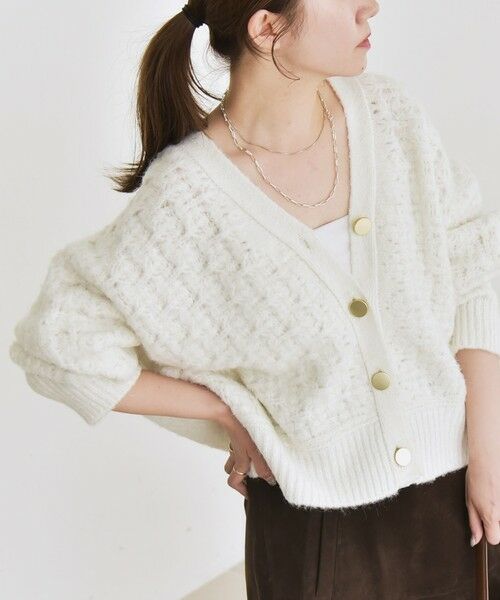 SHIPS / シップス カーディガン・ボレロ | quaranciel: 透かし編み Vネック コンパクト ドルマンニットカーディガン | 詳細10