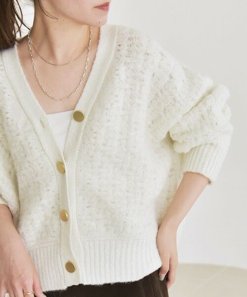 SHIPS / シップス カーディガン・ボレロ | quaranciel: 透かし編み Vネック コンパクト ドルマンニットカーディガン | 詳細5