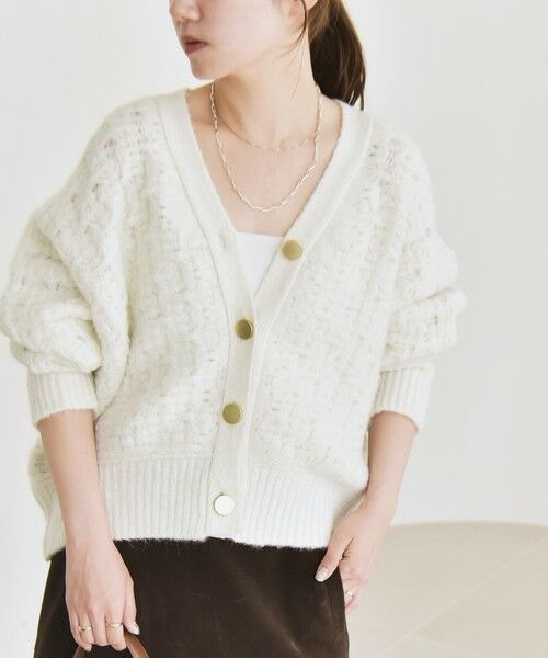 SHIPS / シップス カーディガン・ボレロ | quaranciel: 透かし編み Vネック コンパクト ドルマンニットカーディガン | 詳細6