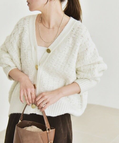 SHIPS / シップス カーディガン・ボレロ | quaranciel: 透かし編み Vネック コンパクト ドルマンニットカーディガン | 詳細7