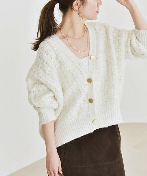 SHIPS / シップス カーディガン・ボレロ | quaranciel: 透かし編み Vネック コンパクト ドルマンニットカーディガン | 詳細8