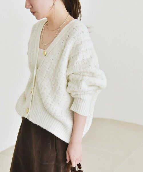 SHIPS / シップス カーディガン・ボレロ | quaranciel: 透かし編み Vネック コンパクト ドルマンニットカーディガン | 詳細9
