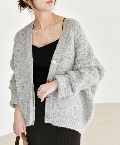 SHIPS / シップス カーディガン・ボレロ | quaranciel: 透かし編み Vネック コンパクト ドルマンニットカーディガン | 詳細16