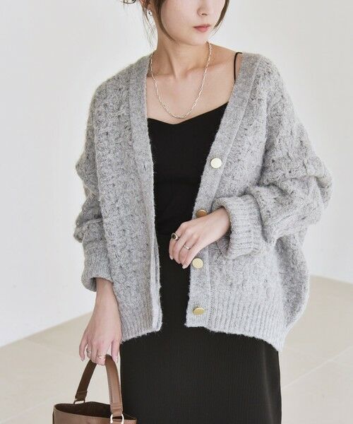 SHIPS / シップス カーディガン・ボレロ | quaranciel: 透かし編み Vネック コンパクト ドルマンニットカーディガン | 詳細20