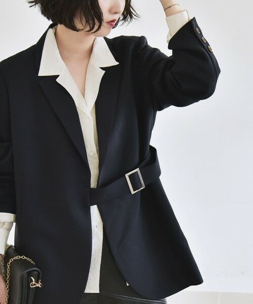 SHIPS / シップス テーラードジャケット | quaranciel:〈洗濯機可能〉ダブルクロス ベルト デザイン 3way テーラード ジャケット | 詳細26