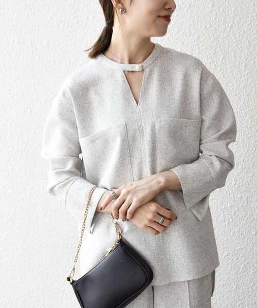 SHIPS / シップス シャツ・ブラウス | SHIPS any:〈洗濯機可能〉ツイード ライク オーバー ブラウス［NAVY BLUE］ | 詳細3