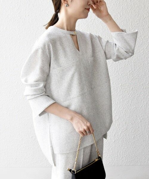 SHIPS / シップス シャツ・ブラウス | SHIPS any:〈洗濯機可能〉ツイード ライク オーバー ブラウス［NAVY BLUE］ | 詳細4