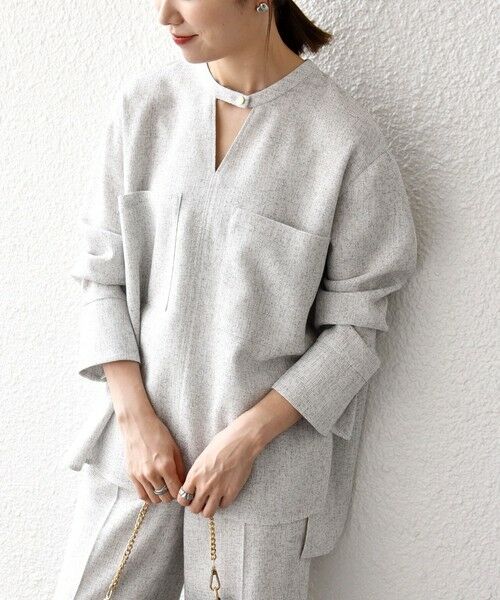 SHIPS / シップス シャツ・ブラウス | SHIPS any:〈洗濯機可能〉ツイード ライク オーバー ブラウス［NAVY BLUE］ | 詳細10