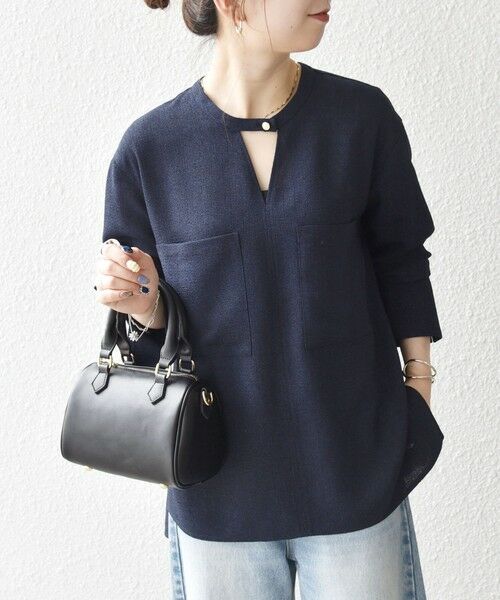 SHIPS / シップス シャツ・ブラウス | SHIPS any:〈洗濯機可能〉ツイード ライク オーバー ブラウス［NAVY BLUE］ | 詳細19