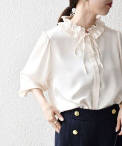 SHIPS / シップス シャツ・ブラウス | SHIPS any:〈洗濯機可能〉サテン フリル カラー リボン シャツ ブラウス