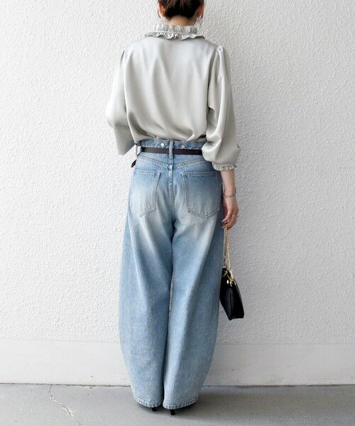 SHIPS / シップス シャツ・ブラウス | 《一部追加予約》SHIPS any:〈洗濯機可能〉サテン フリル カラー リボン シャツ ブラウス | 詳細2