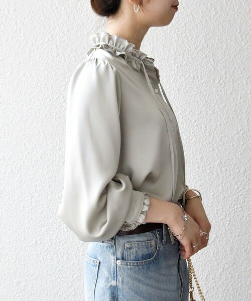 SHIPS / シップス シャツ・ブラウス | 《一部追加予約》SHIPS any:〈洗濯機可能〉サテン フリル カラー リボン シャツ ブラウス | 詳細5