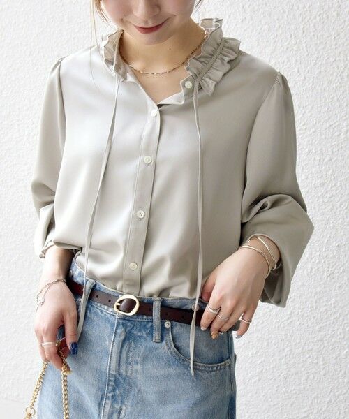 SHIPS / シップス シャツ・ブラウス | 《一部追加予約》SHIPS any:〈洗濯機可能〉サテン フリル カラー リボン シャツ ブラウス | 詳細9