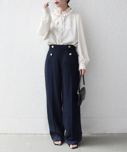 SHIPS / シップス シャツ・ブラウス | 《一部追加予約》SHIPS any:〈洗濯機可能〉サテン フリル カラー リボン シャツ ブラウス | 詳細17