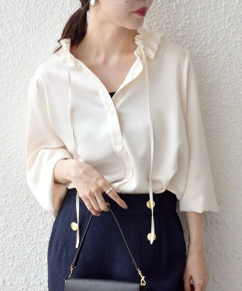 SHIPS / シップス シャツ・ブラウス | 《一部追加予約》SHIPS any:〈洗濯機可能〉サテン フリル カラー リボン シャツ ブラウス | 詳細20