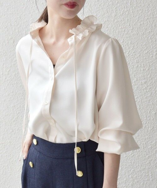 SHIPS / シップス シャツ・ブラウス | 《一部追加予約》SHIPS any:〈洗濯機可能〉サテン フリル カラー リボン シャツ ブラウス | 詳細21