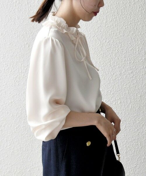 SHIPS / シップス シャツ・ブラウス | 《一部追加予約》SHIPS any:〈洗濯機可能〉サテン フリル カラー リボン シャツ ブラウス | 詳細25