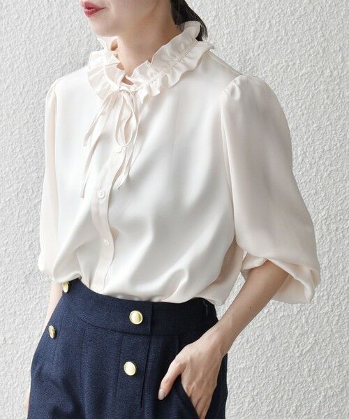 SHIPS / シップス シャツ・ブラウス | 《一部追加予約》SHIPS any:〈洗濯機可能〉サテン フリル カラー リボン シャツ ブラウス | 詳細26