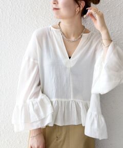 SHIPS / シップス シャツ・ブラウス | SHIPS any:〈洗濯機可能〉コットン モス ラッフル フリル キーネック ブラウス